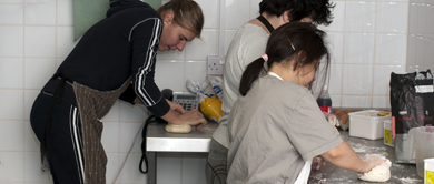 Hadleigh Farm trainees learning how to bake cakes