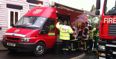 Salvation Army emergency services are supporting emergency personnel after an explosion in Oldham