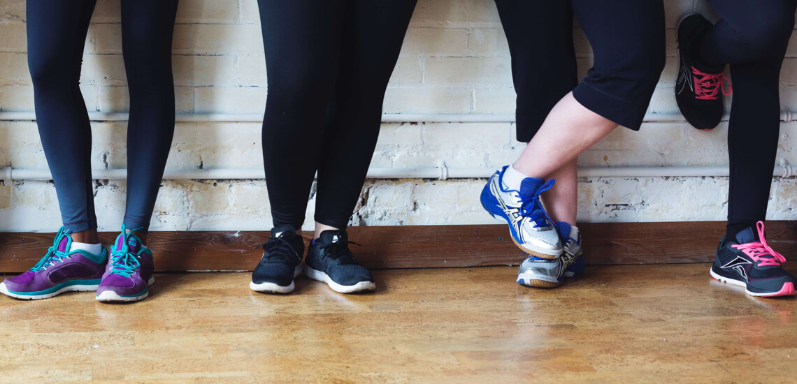 a row of people ready to exercise