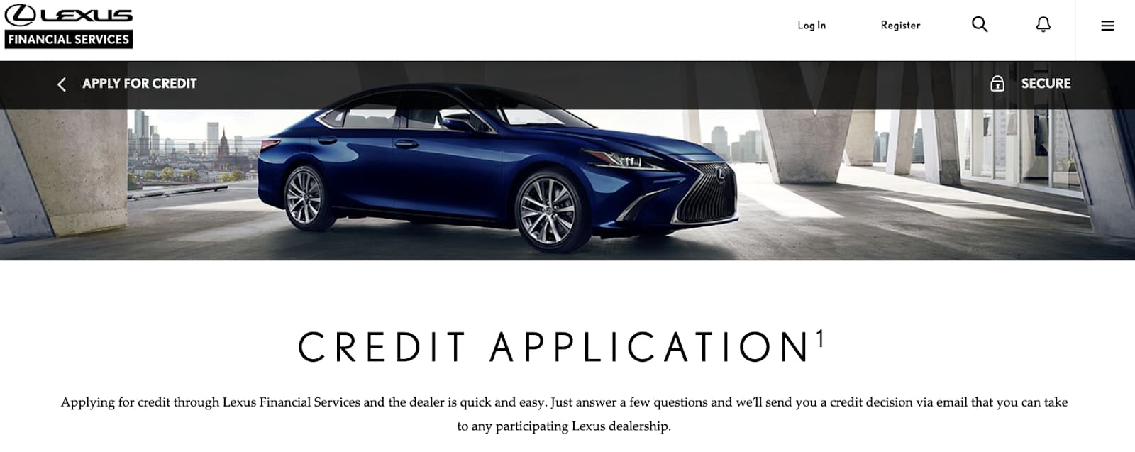 Lexus credit application