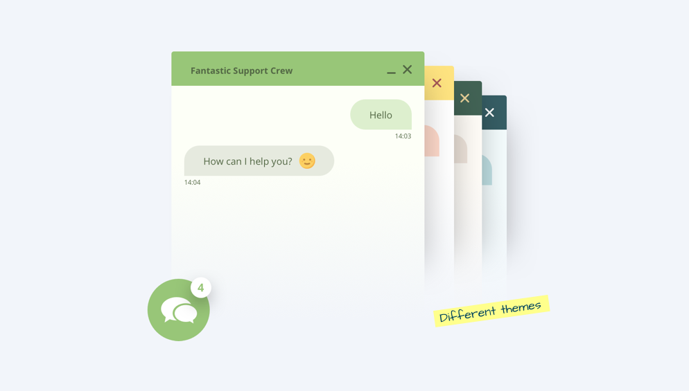 Chat-Widgets in verschiedenen Farben.