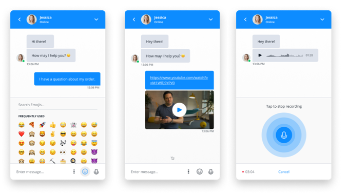 eine Zusammenstellung der verschiedenen Optionen zur Datei- und Medienfreigabe im Userlike Website Messenger