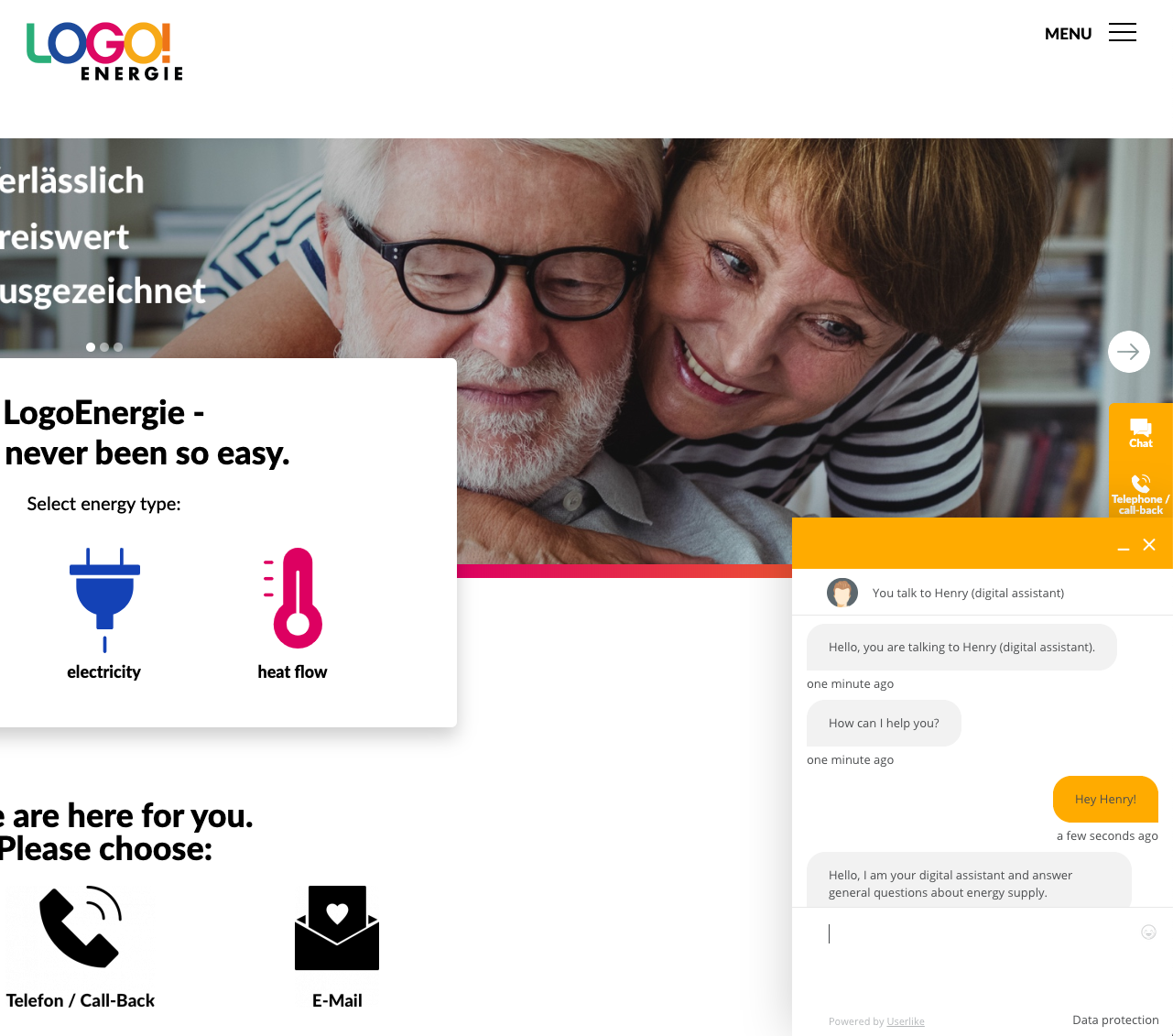 Screenshot of LogoEnergie's chatbot.
