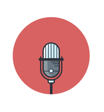 Microphone devant un fond rouge
