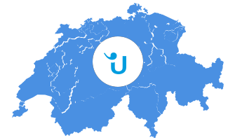 outline of Switzerland with Userlike logo on top
