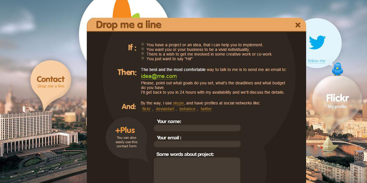 screenshot image of contact page example