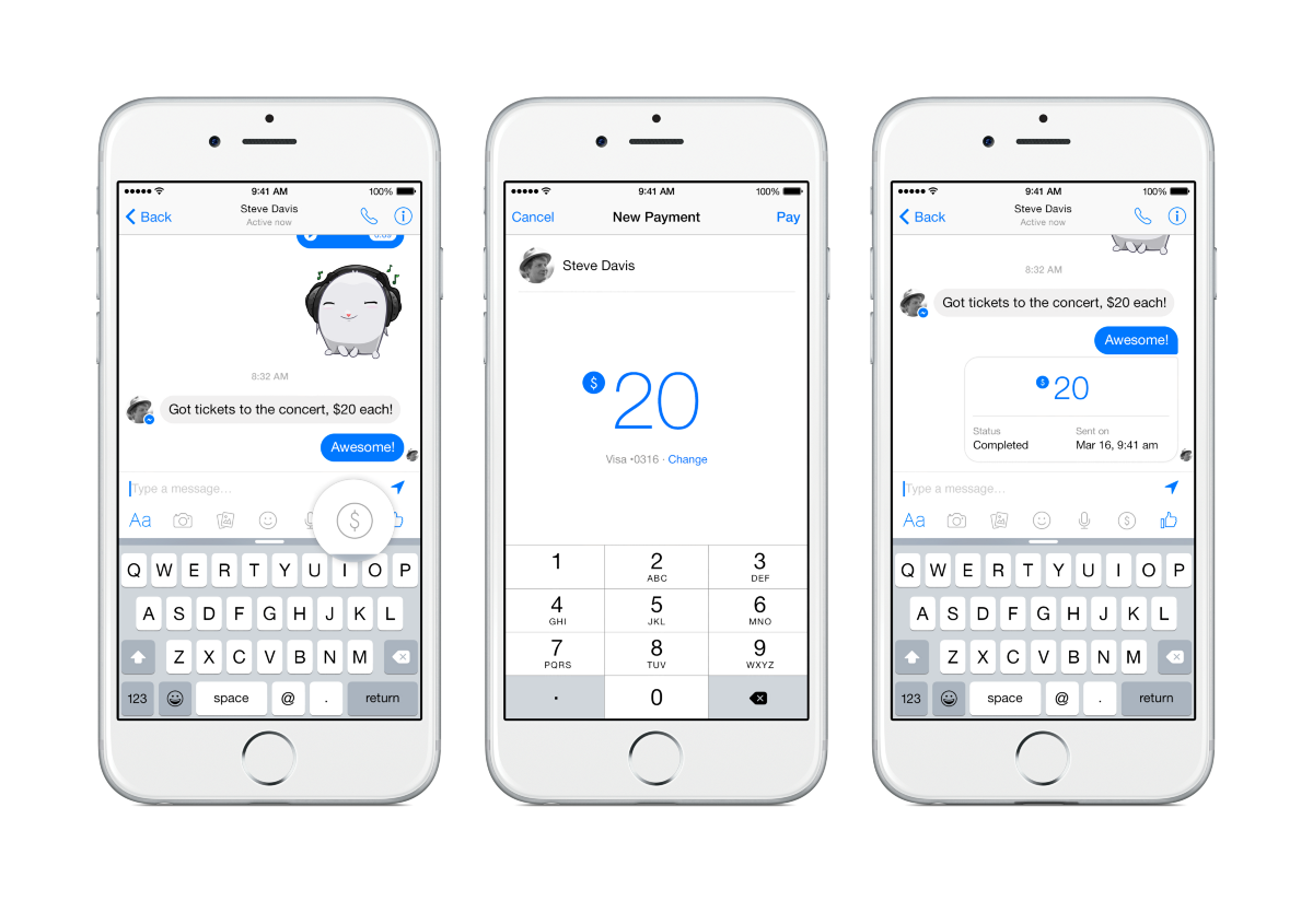 Abbildung der Bezahloption im Facebook Messenger