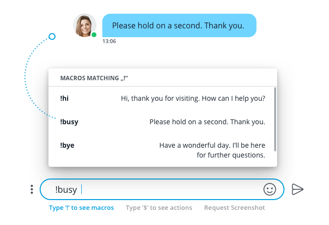 Userlike's canned messages, chat macros, to answer customers faster and better.
