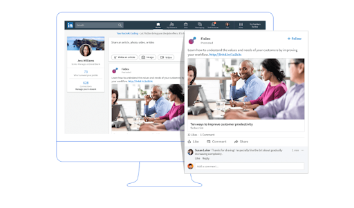 image shows the retargeting pof linkedin