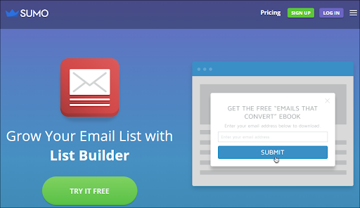 screenshot of the sumo website