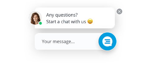 image of a chat widget and a conversation of userlike