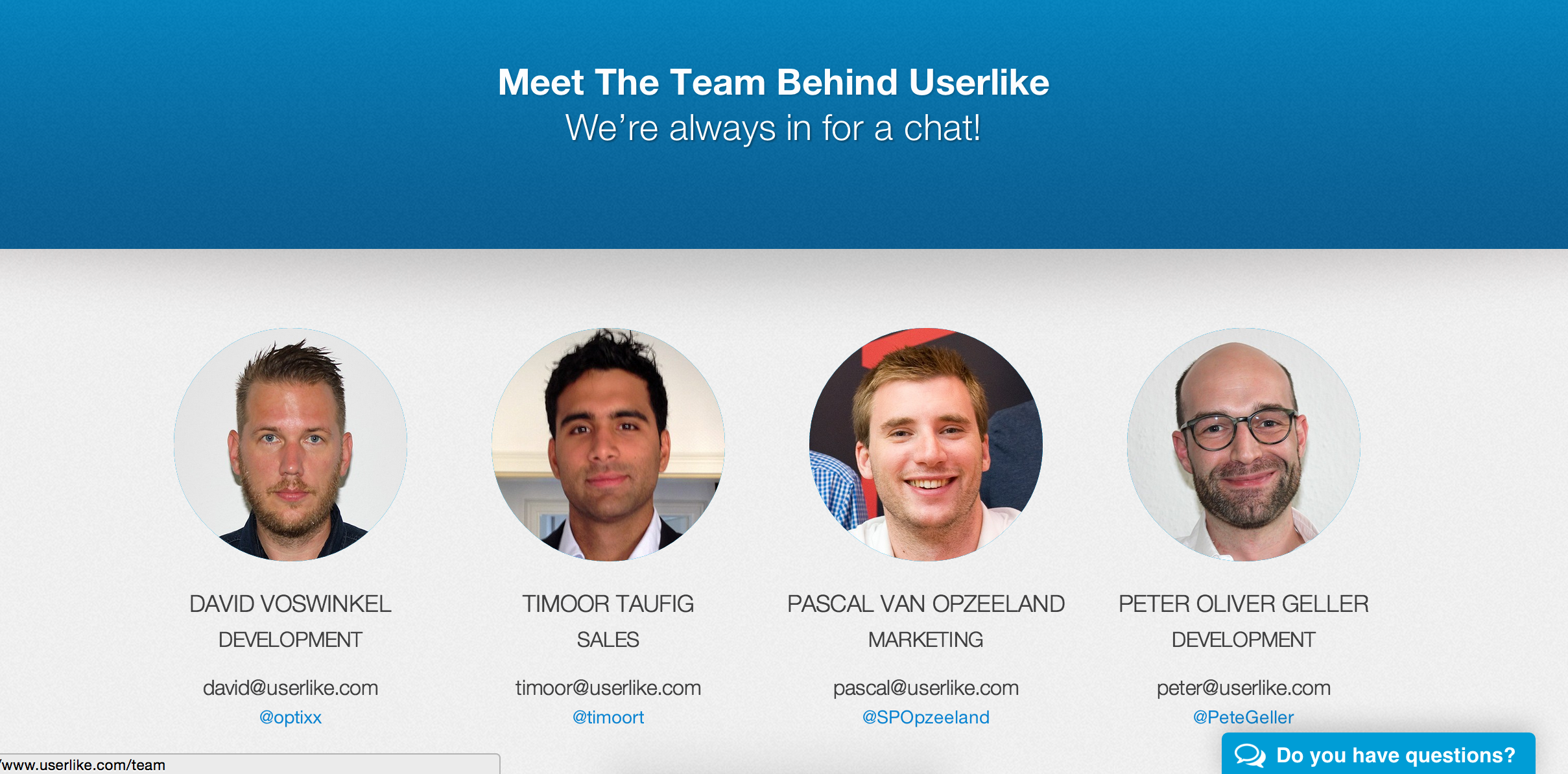 Userlike team page