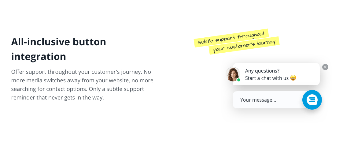 Description of the all-inclusive button integration for the Chat Widget.