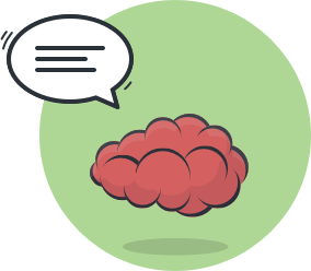 Diseño de un cerebro con un globo de diálogo