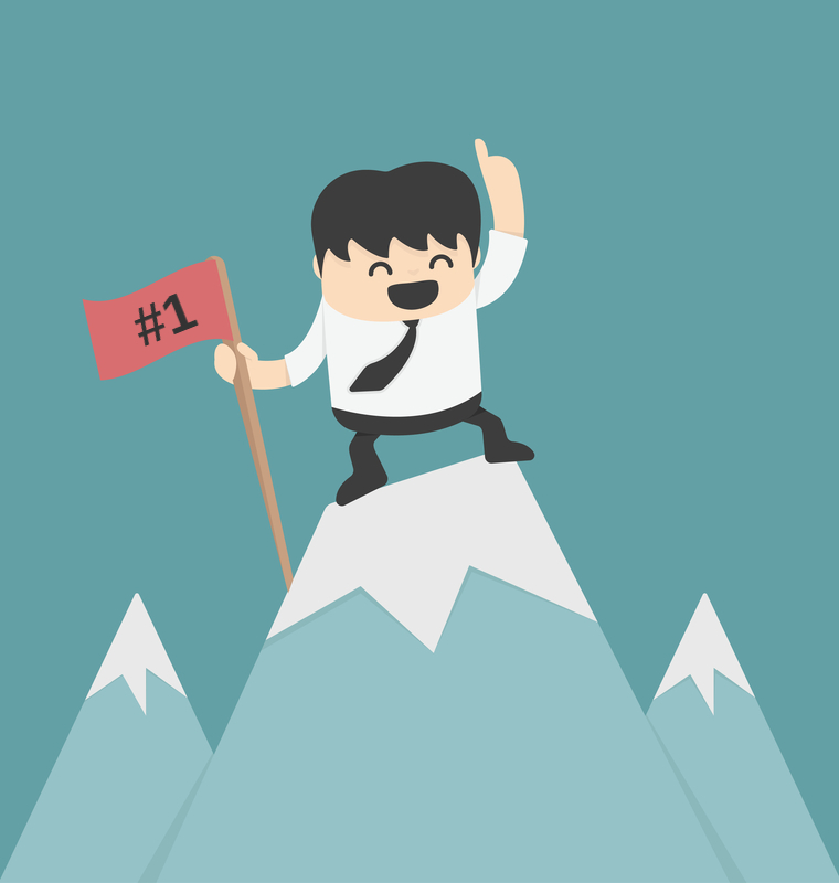 dreamstime comic picture of customer manager with flag on mountain top