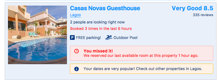 Screenshot von spam-haltiger Produktseite von Booking.com