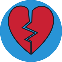 cartoon of a broken heart