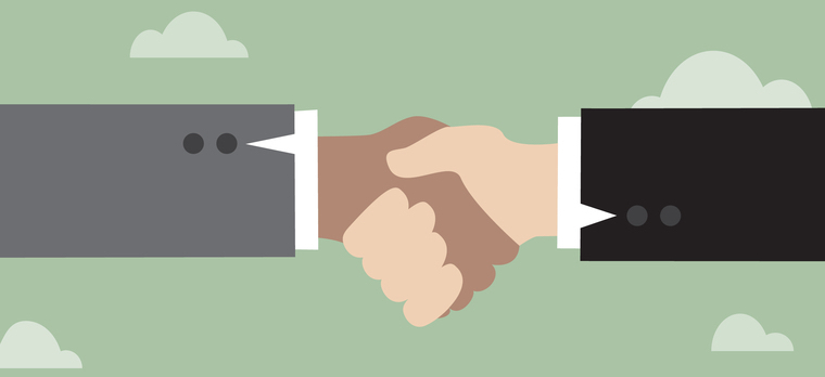 image of a handshake, probably the oldest customer service technique