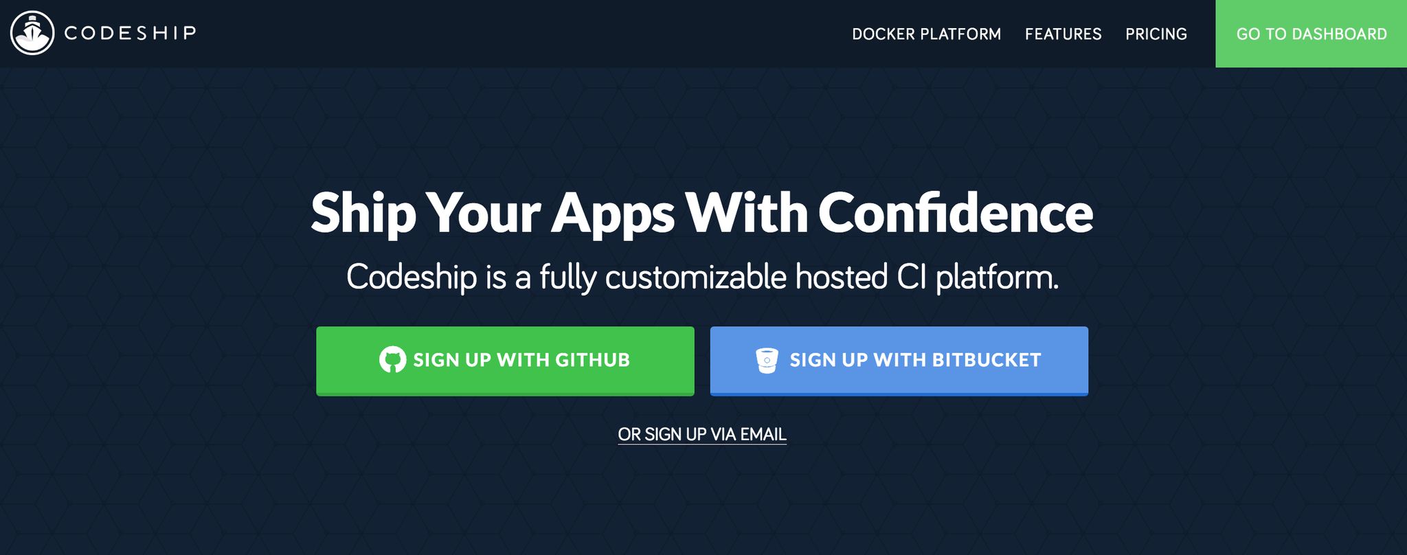 screenshot of the Codeship website