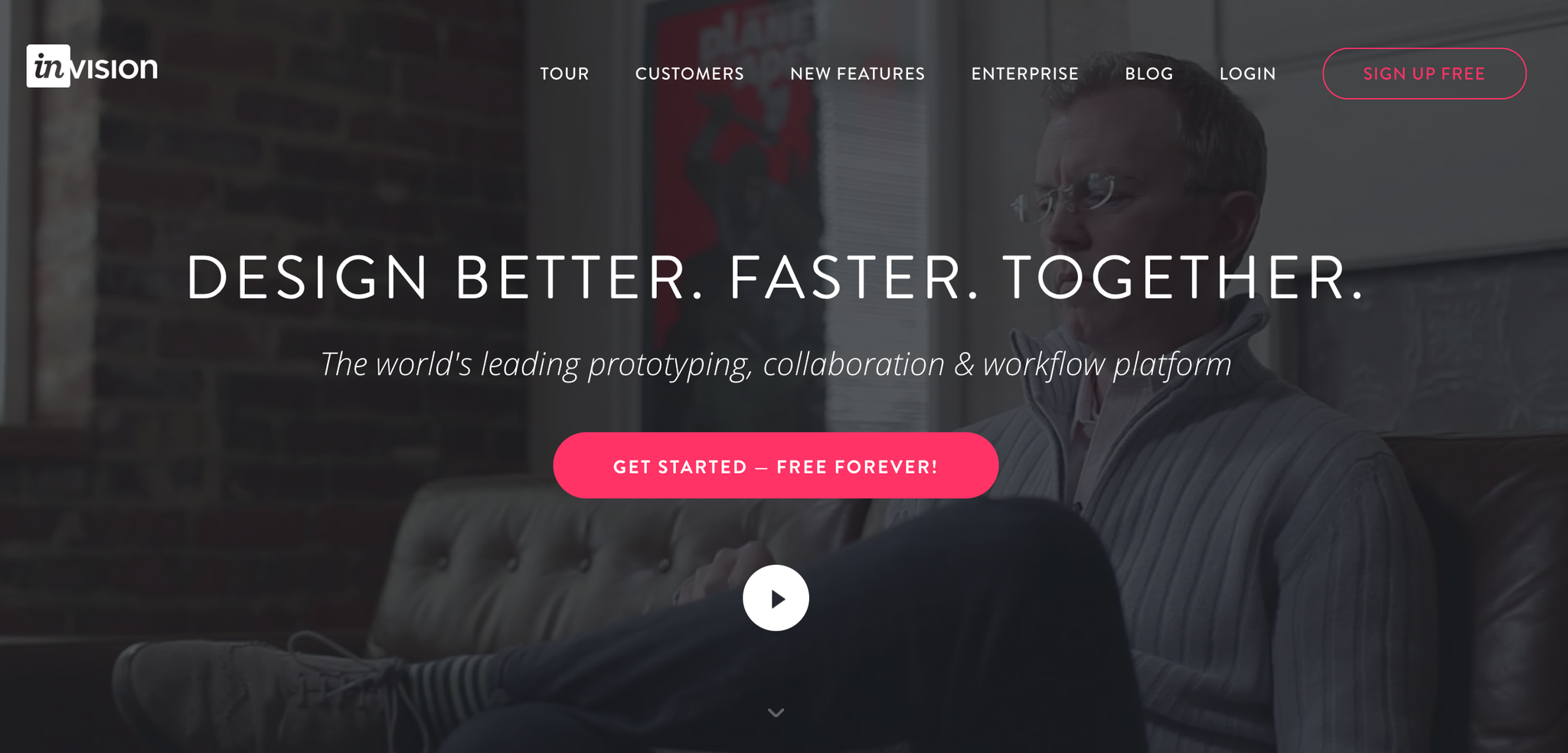 screenshot of the Invision website