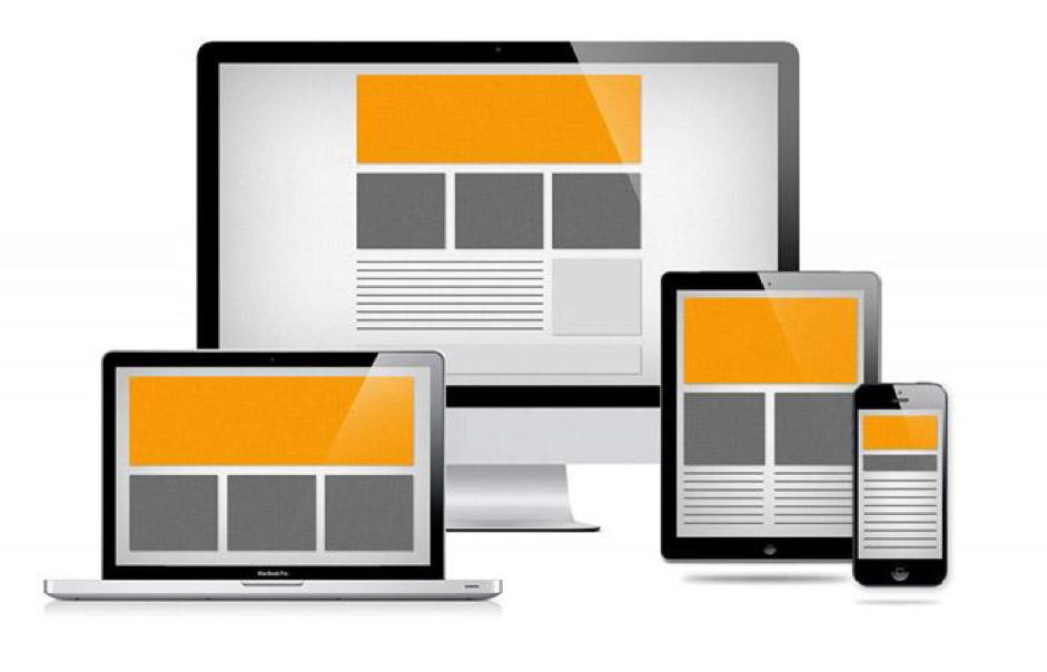 cartoon of different phone screens and computer monitors