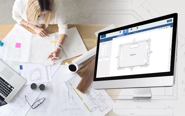 overhead image of woman working at desk