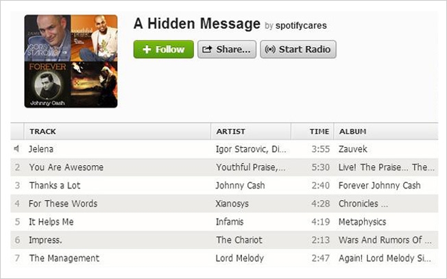 spotify has a hidden message