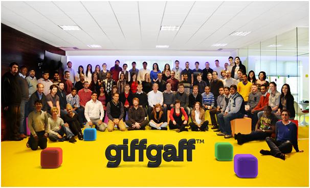 photograph picture of giff gaff team group picture employees gamification
