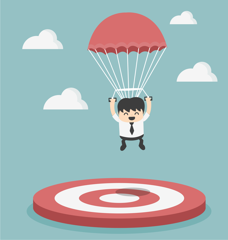dreamstime comic picture of manager landing on target with parachute