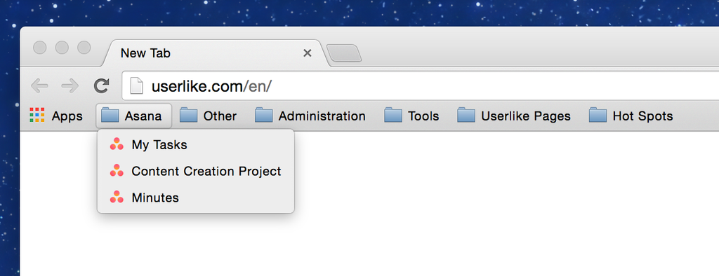 screenshot of my browser bookmark setip
