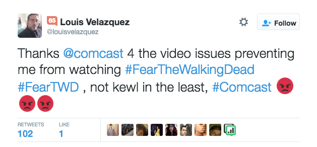 Screenshot of a Tweet by an angry comcast customer