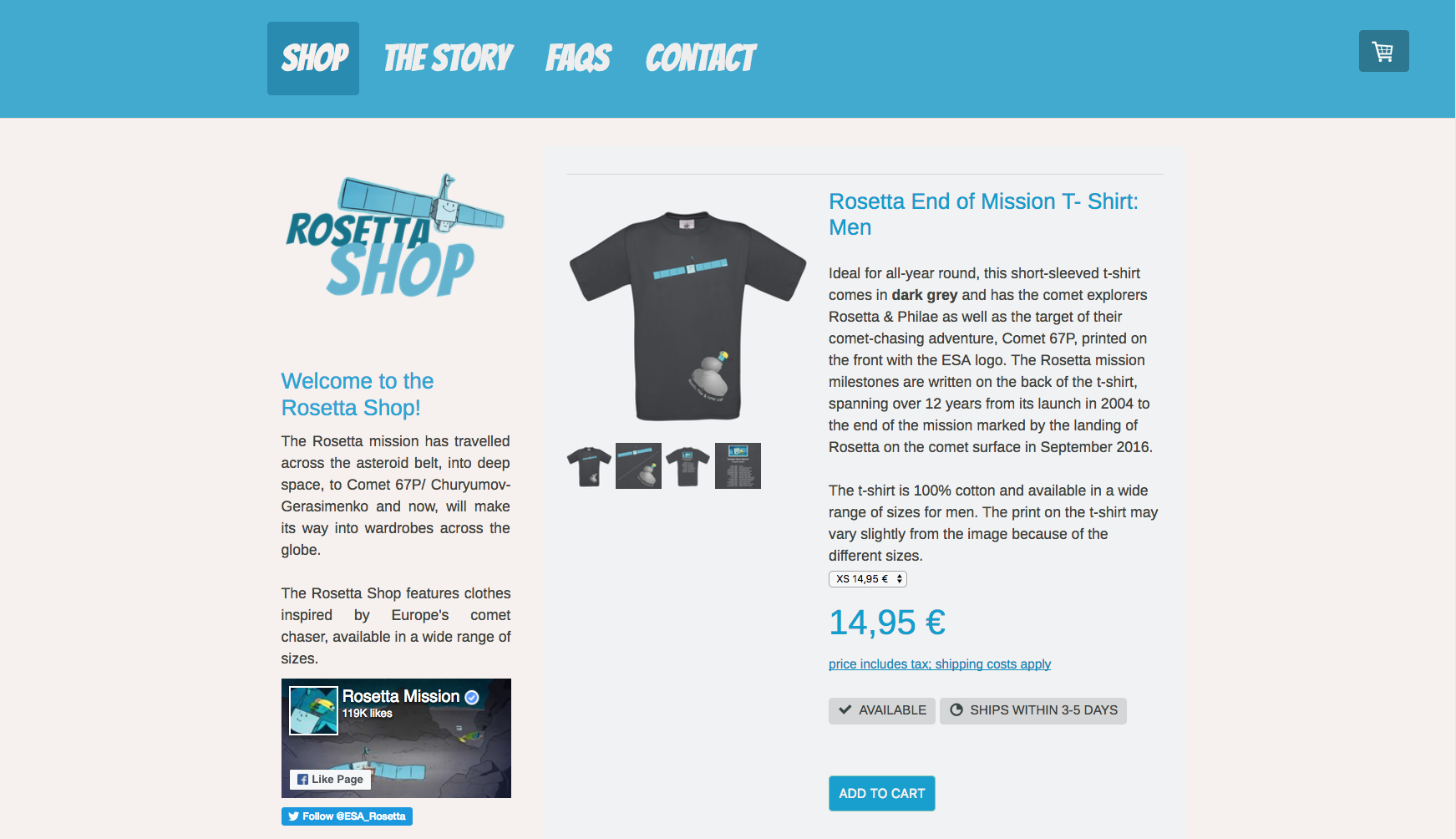 Screenshot van website De Rosetta Shop