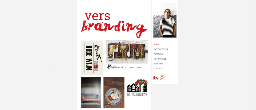 Screenshot van website Vers Branding