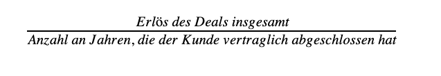 Gleichung zur Berechnung der jährlichen wiederkehrenden Umsätze