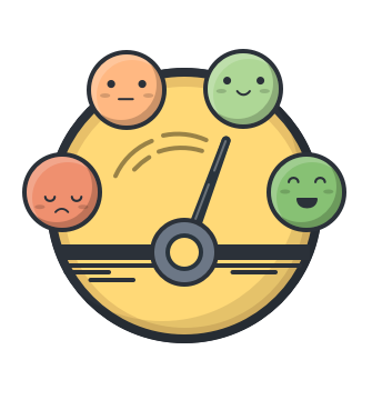 Vier verschiedene Smileys, die Kundenzufriedenheit symbolisieren sollen
