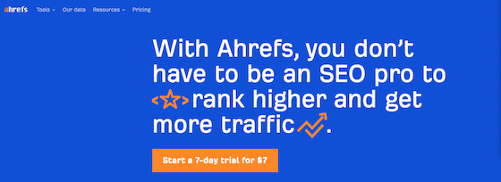 Screenshot der Ahrefs-Werbung für Ihre Testphase