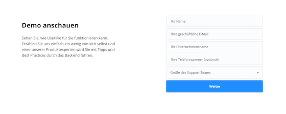 Screenshot von unserem Demo-Formular