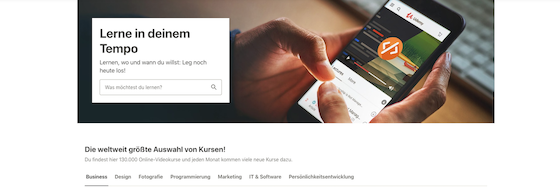 Screenshot der Udemy-Website