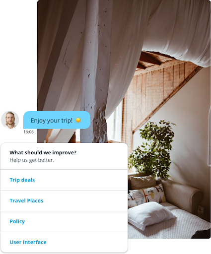 Grafik zeigt die Umfrage-Funktion von Userlike Live-Chat