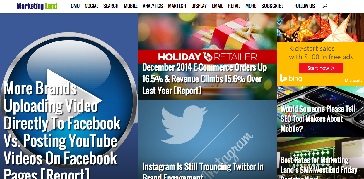 screenshot of Marketingland website
