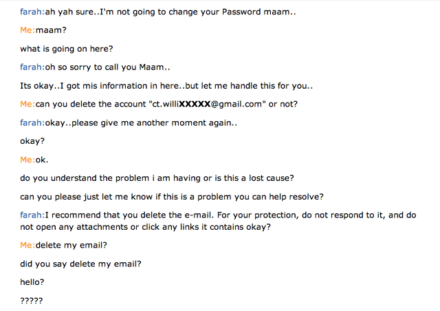 Conversation entre le client et Amazon.