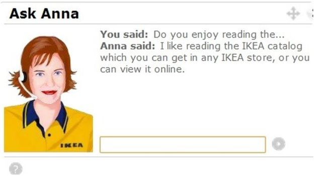 screenshot of Anna, IKEA's chatbot