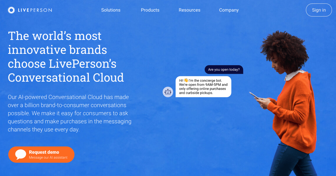 Screenshot der LivePerson Website