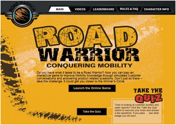 screenshot picture of Salesforce's Roadwarrior Training website gamification