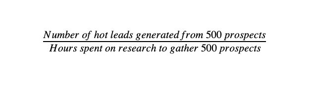 equation to calculate research time to generate times leads of times quality