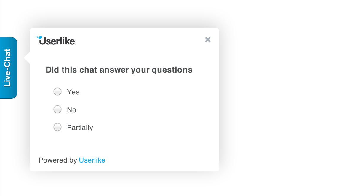 screenshot von userlike live chat umfrage