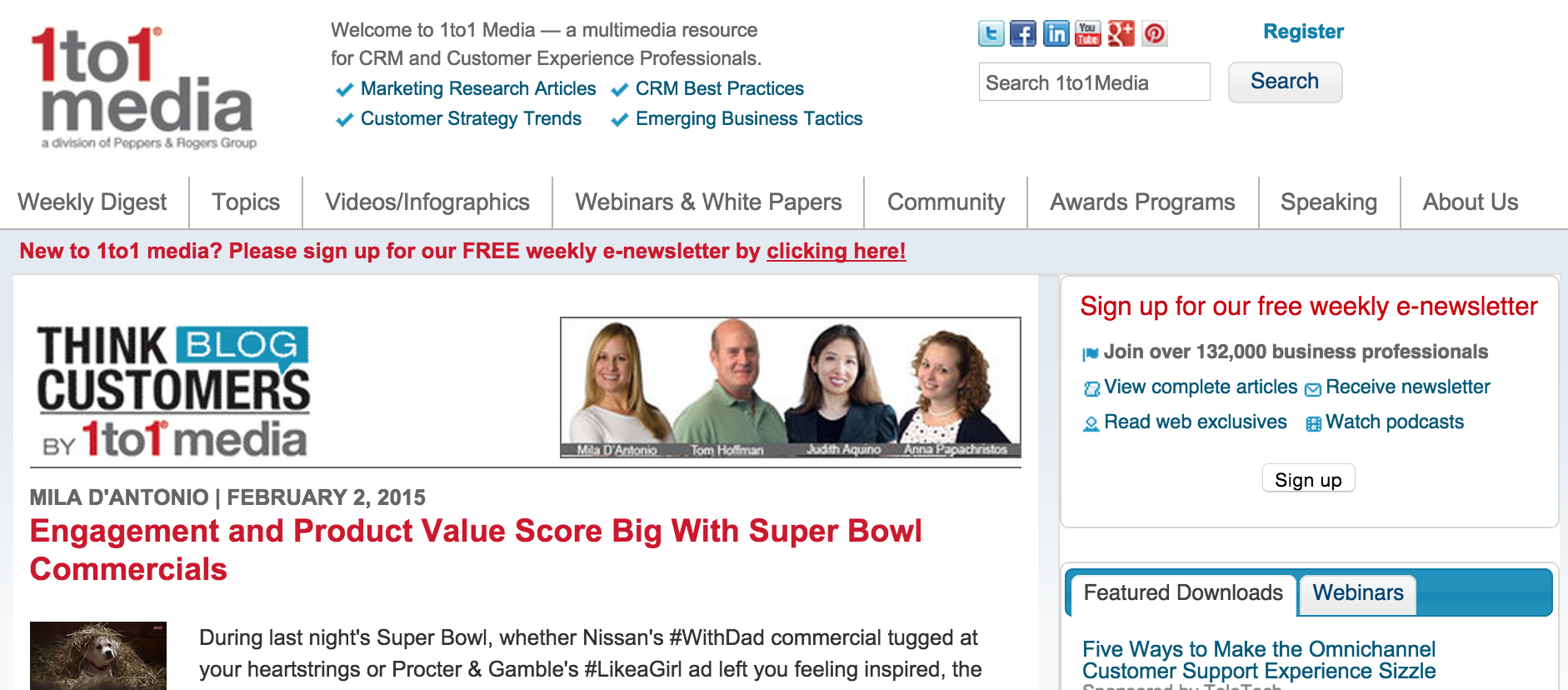 1to1media Service Blog Home Page