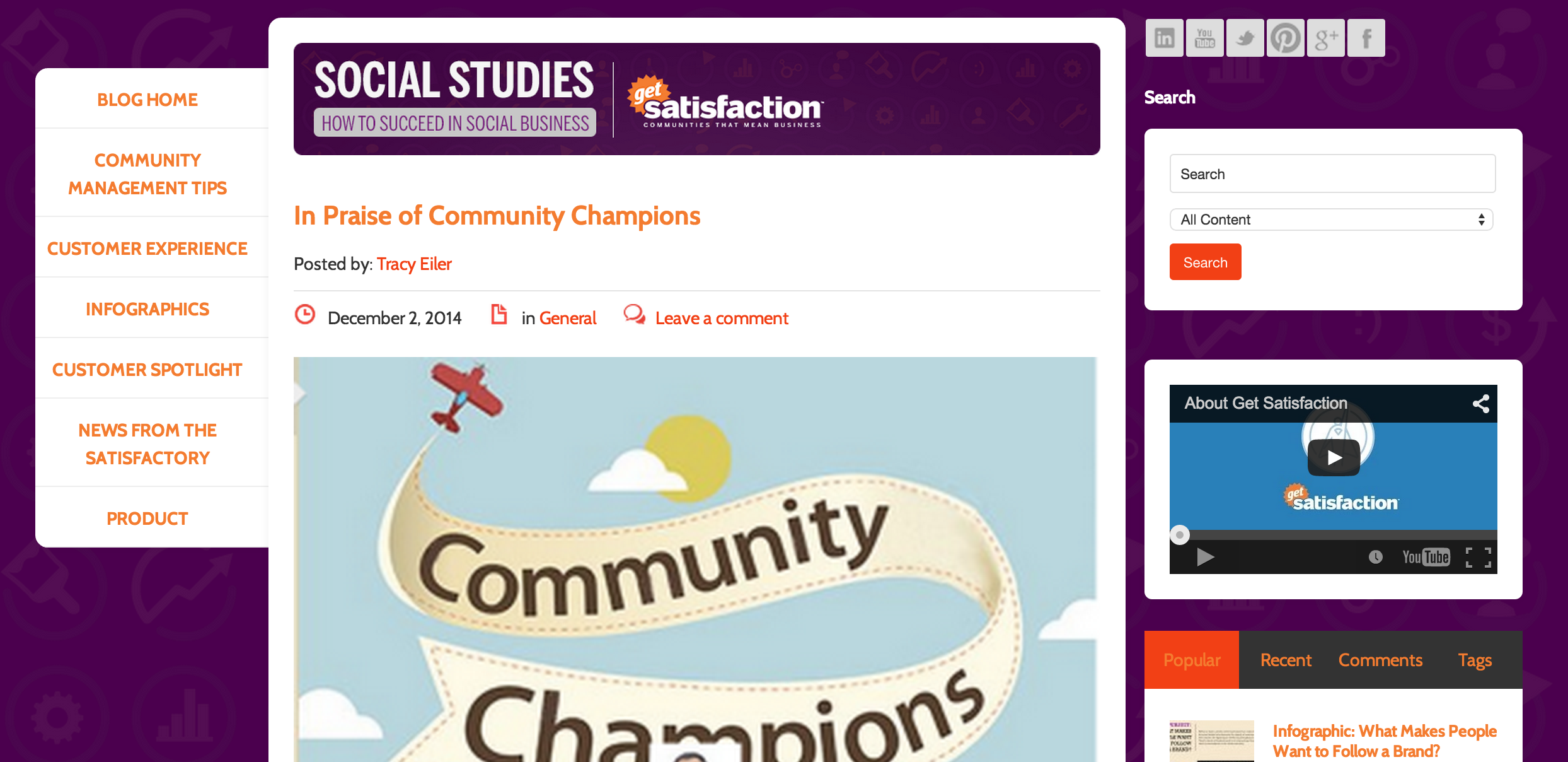 GetSatisfaction Blog Website