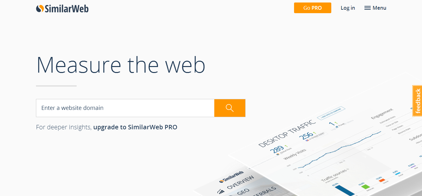 screenshot of website landing page similarweb