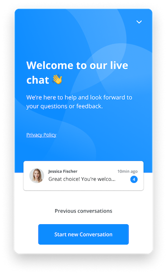the home screen of the Userlike Website Messenger